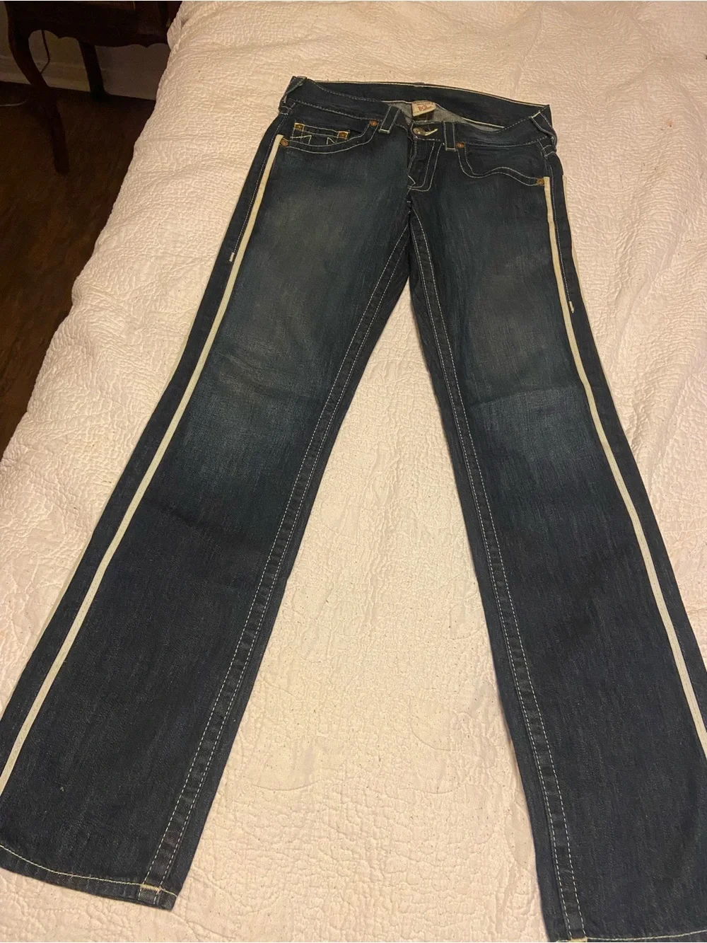 Men’s Vintage True Religion Dark Blue Jeans with Side Stripe